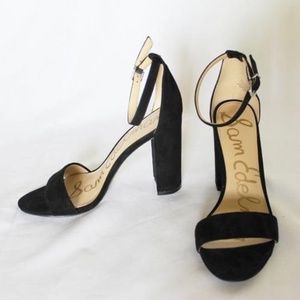 SAM EDELMAN Suede Block Heel Black Sandal 7.5